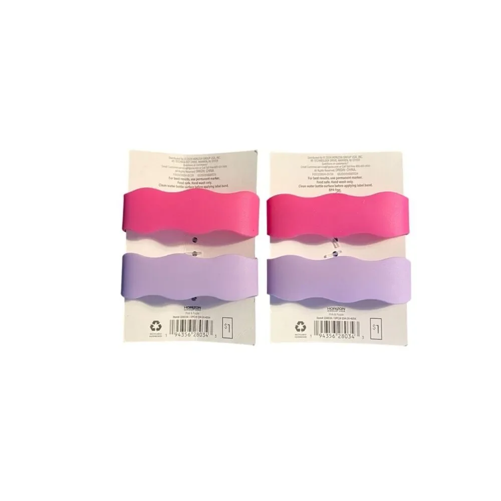 Silicone Label Bands – 2 Pack – Waterproof Bottle Bands – Pink & Lavender – New